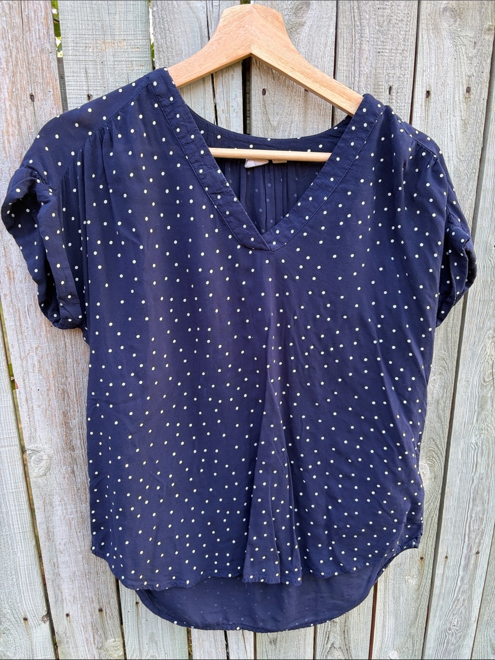 GAP Navy Top with Cream Polka Dots